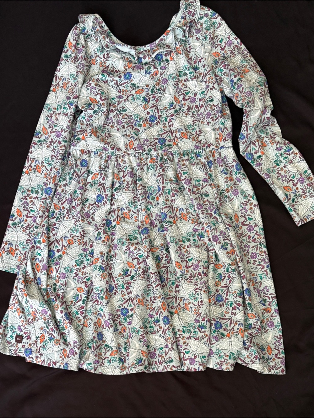 Tea Collection Long-Sleeve Floral Dress in Mint Multi